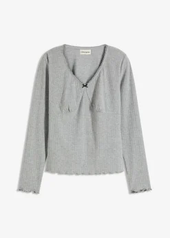 bonprix bonprix Camiseta de canalé Gris claro jaspeado