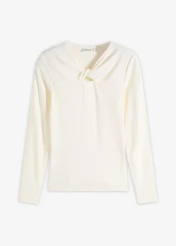 bonprix bonprix Camiseta de canalé Blanco lana Online