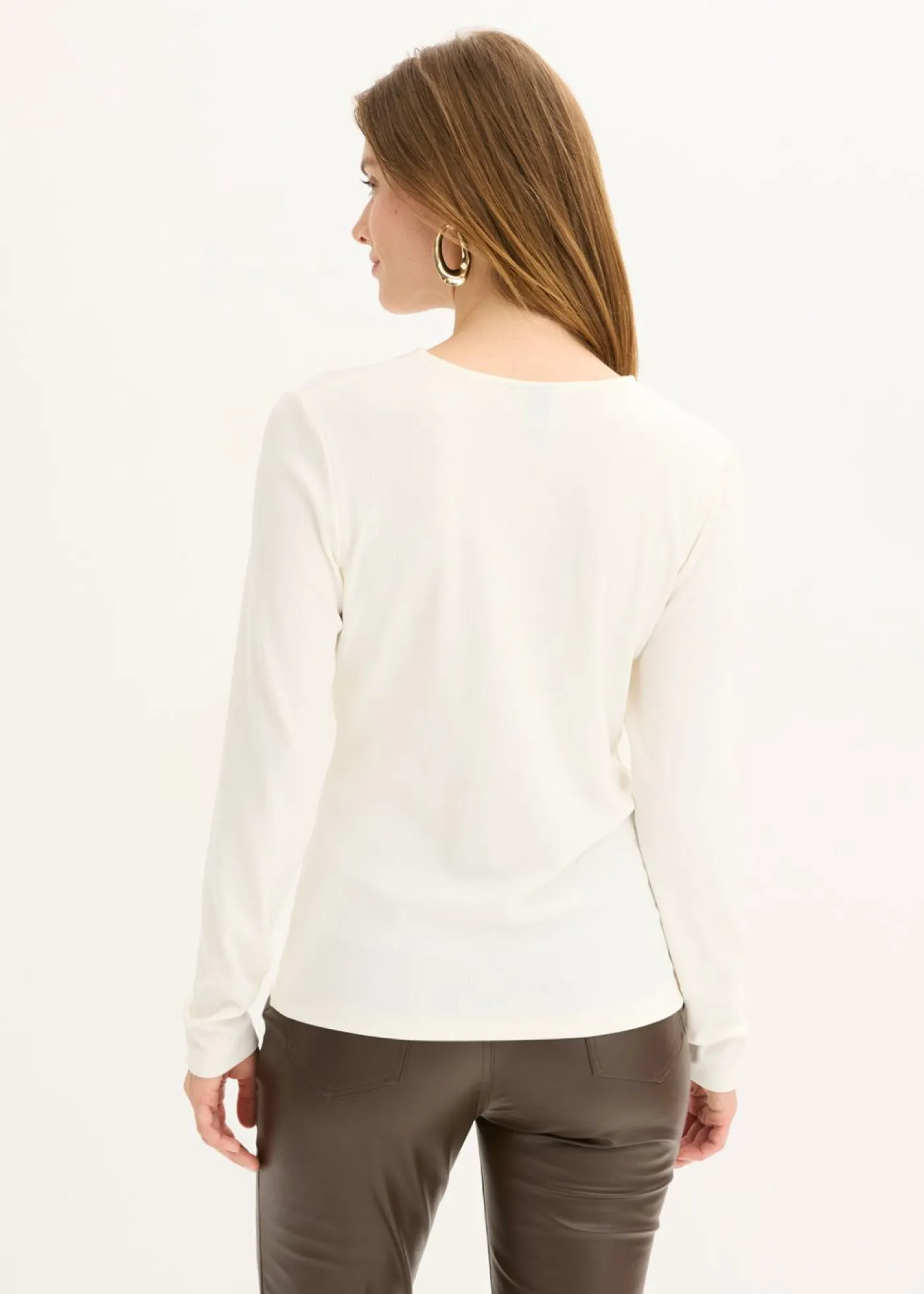 bonprix bonprix Camiseta de canalé Blanco lana Online