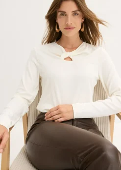 bonprix bonprix Camiseta de canalé Blanco lana Online