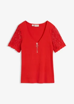 bonprix bonprix Camiseta de canalé de algodón fresa Online