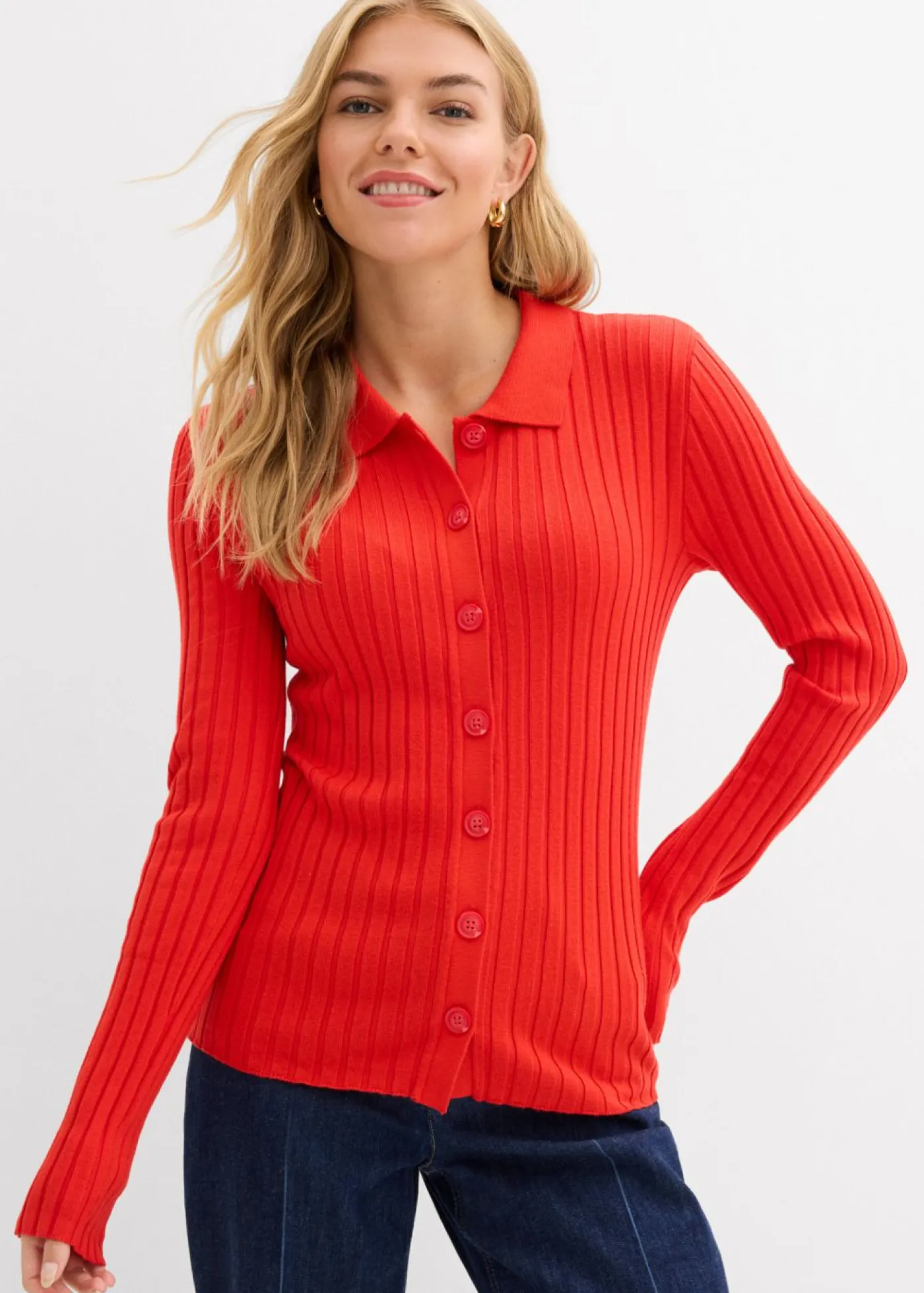bonprix bonprix Camiseta de canalé de mezcla de viscosa fluida fresa New