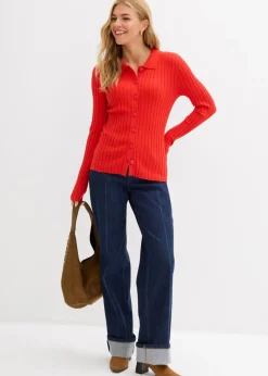 bonprix bonprix Camiseta de canalé de mezcla de viscosa fluida fresa New