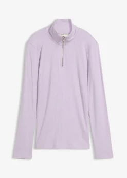 bonprix bonprix Camiseta de canalé de mezcla de viscosa suave lila pastel Discount