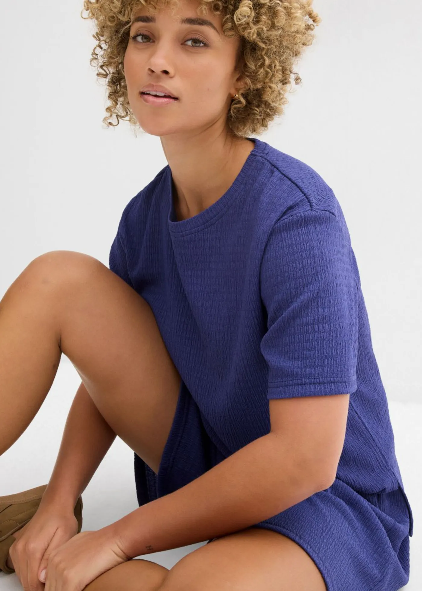 bonprix bonprix Camiseta de crepé azul pacífico oscuro Best