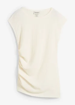 bonprix bonprix Camiseta de crepé estructurado Blanco lana Hot