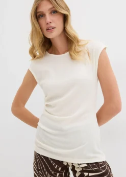 bonprix bonprix Camiseta de crepé estructurado Blanco lana Hot