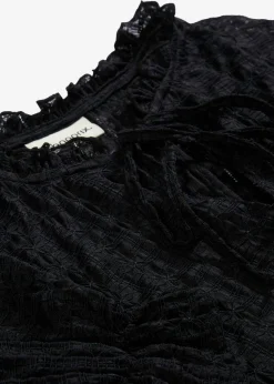 bonprix bonprix Camiseta de encaje con mangas abullonadas Negro Discount