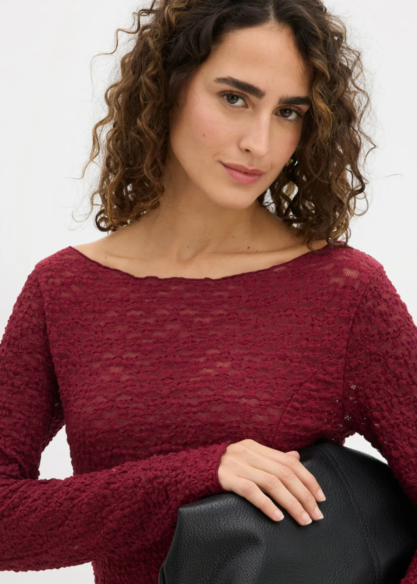 bonprix bonprix Camiseta de encaje de manga larga mora oscuro Hot