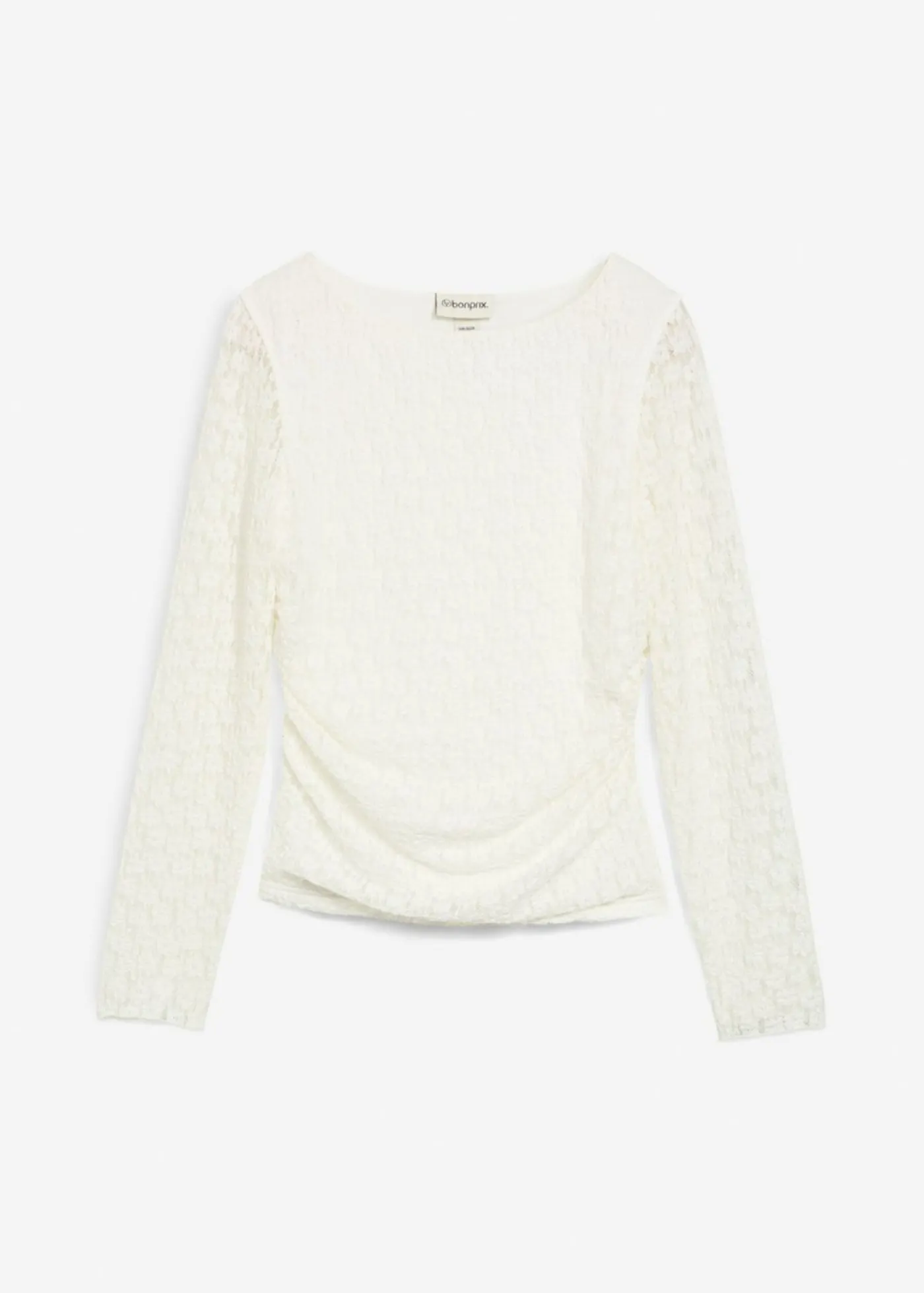 bonprix bonprix Camiseta de encaje de manga larga Blanco lana Online