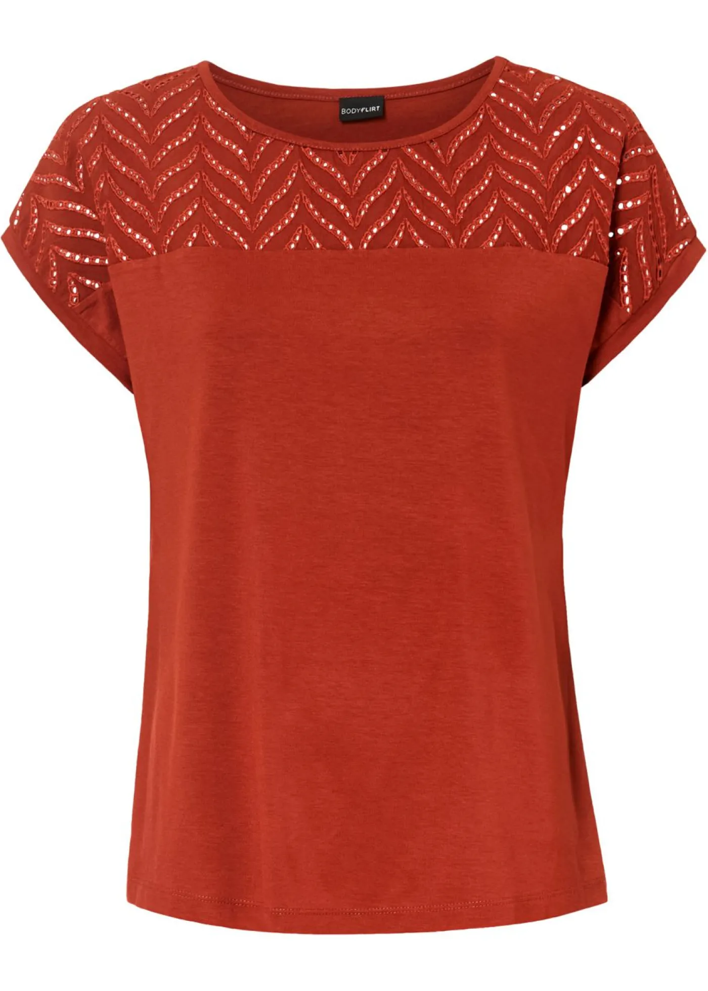 bonprix bonprix Camiseta de encaje de viscosa suave rojo carmín Outlet