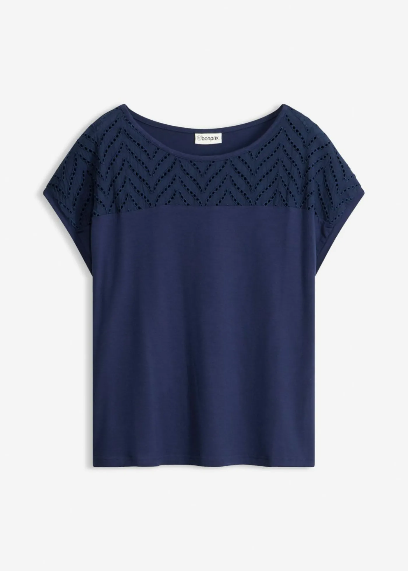bonprix bonprix Camiseta de encaje de viscosa suave Azul marino Hot