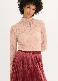 bonprix bonprix Camiseta de encaje y cuello vuelto Rosa vintage New