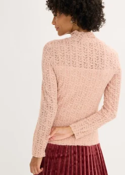 bonprix bonprix Camiseta de encaje y cuello vuelto Rosa vintage New