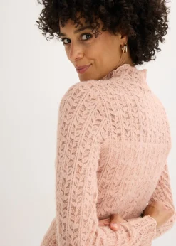 bonprix bonprix Camiseta de encaje y cuello vuelto Rosa vintage New
