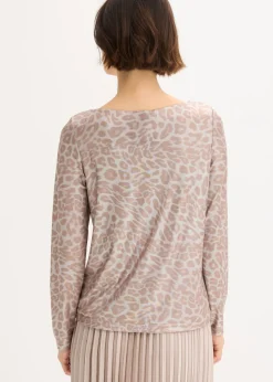 bonprix bonprix Camiseta de leopardo con estampado brillante lila plateado-plata metalizado Online