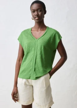 bonprix bonprix Camiseta de lino puro verde cactus New