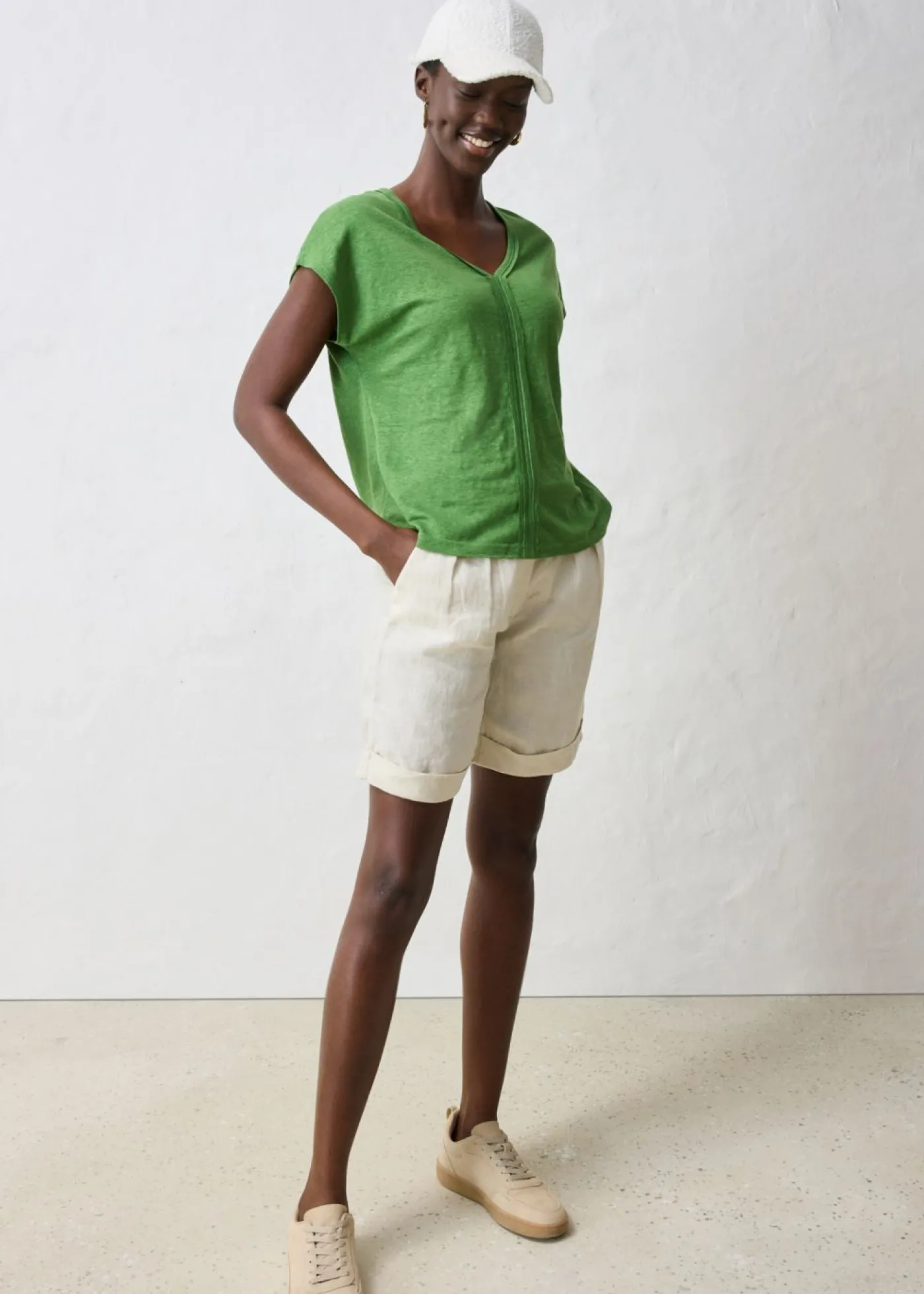 bonprix bonprix Camiseta de lino puro verde cactus New