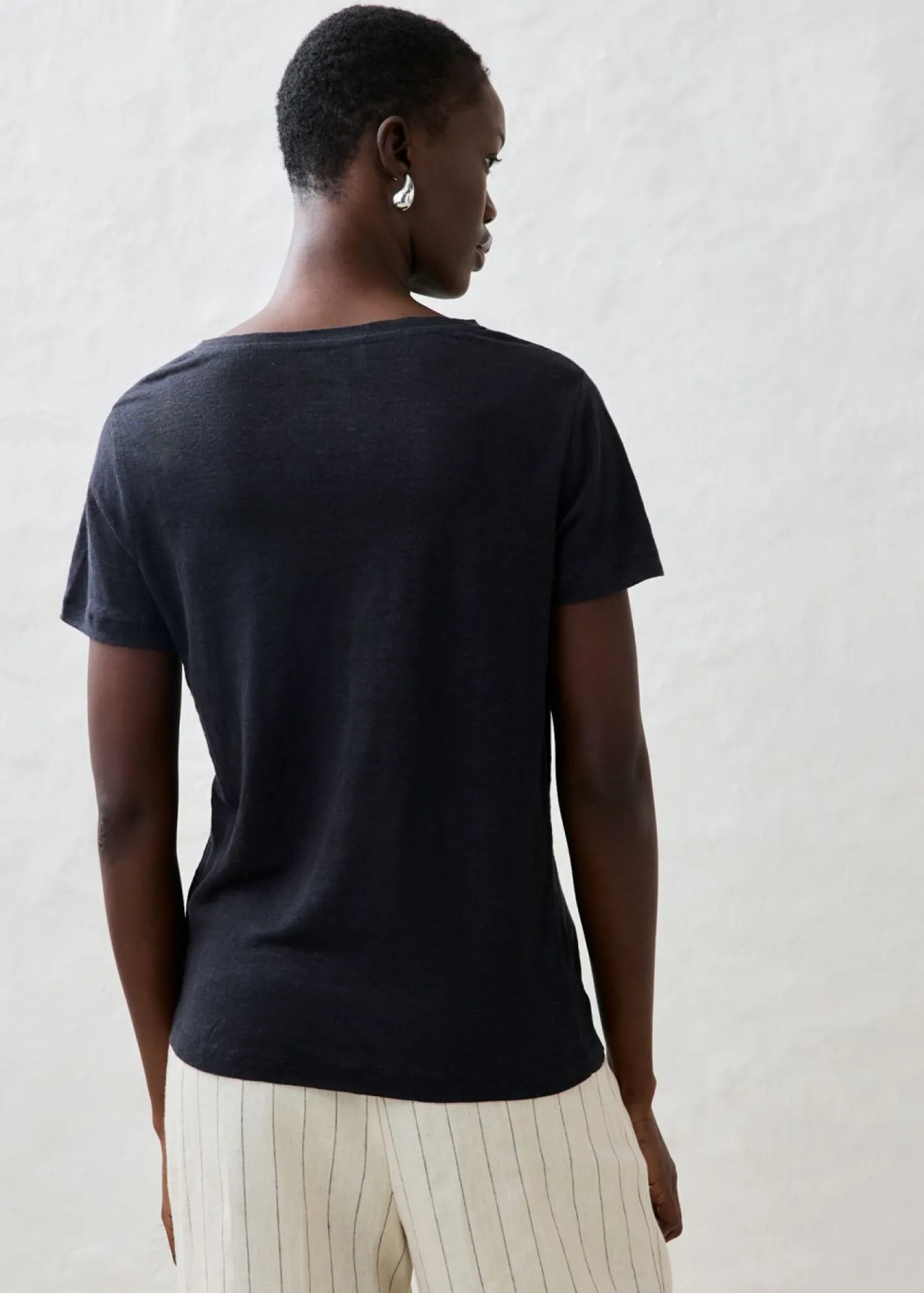 bonprix bonprix Camiseta de lino puro Negro Best