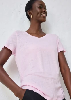 bonprix bonprix Camiseta de lino puro rosa cristal Online