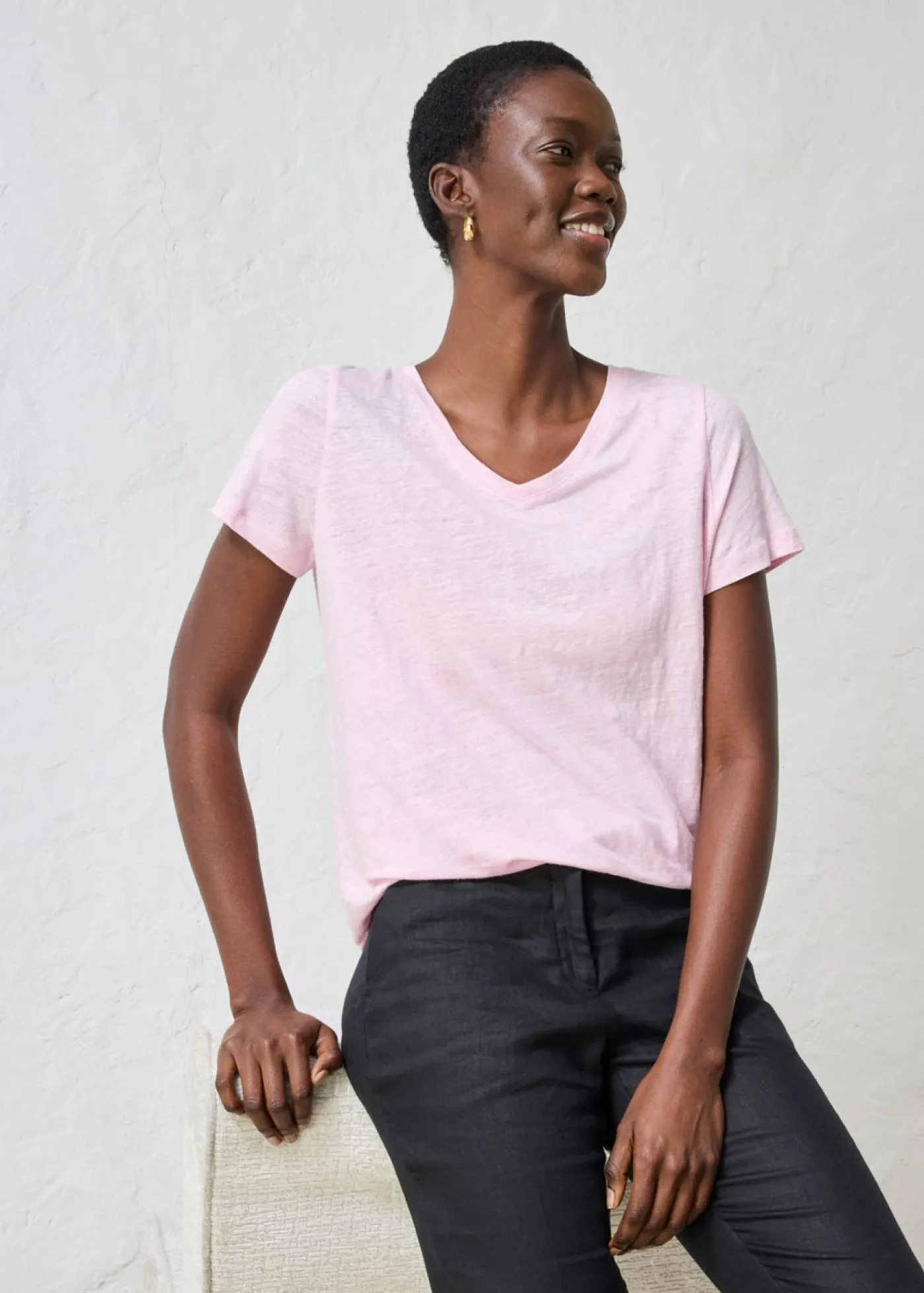 bonprix bonprix Camiseta de lino puro rosa cristal Online