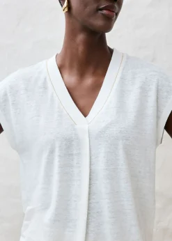 bonprix bonprix Camiseta de lino puro Blanco Clearance