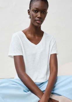bonprix bonprix Camiseta de lino puro Blanco