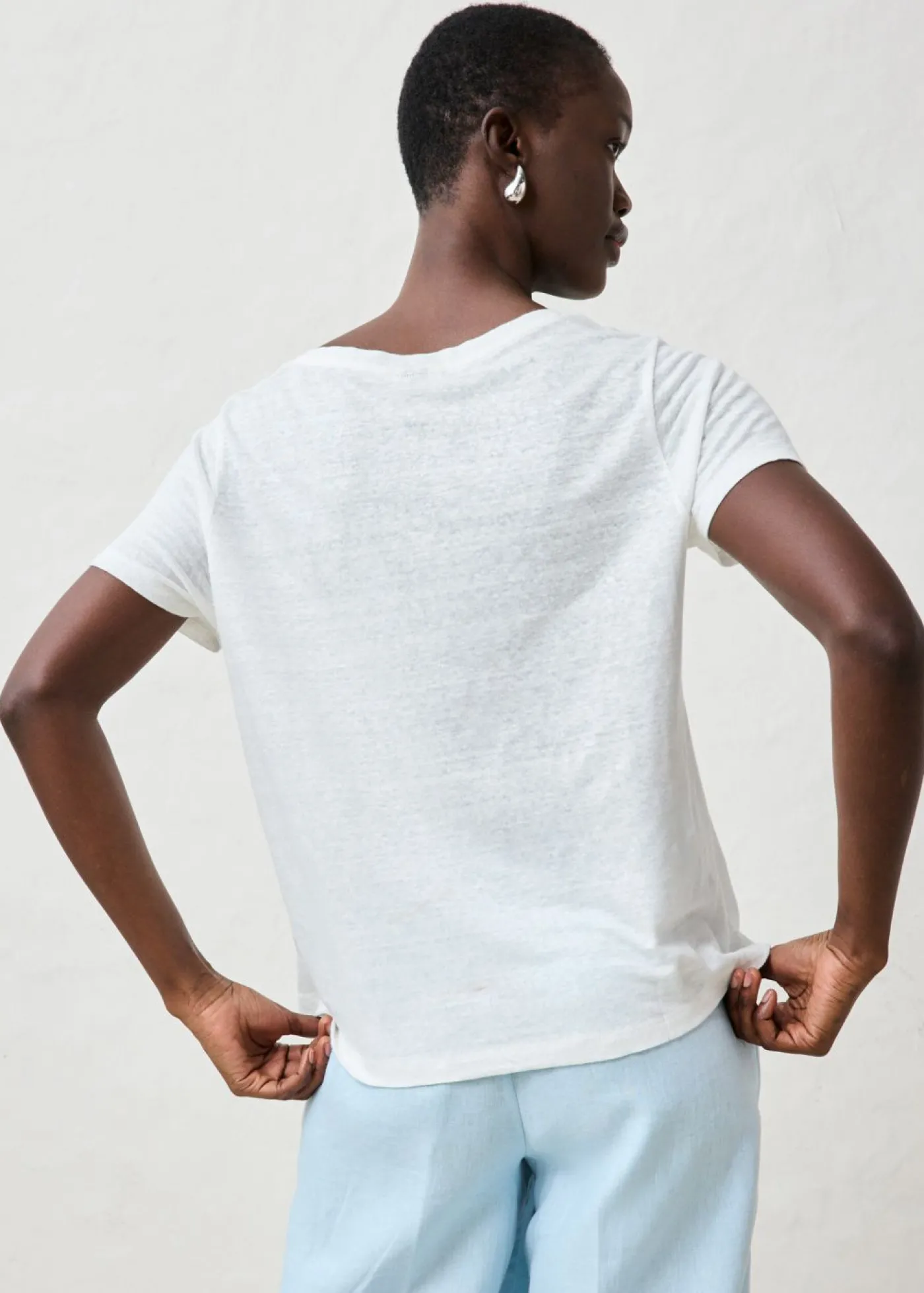 bonprix bonprix Camiseta de lino puro Blanco