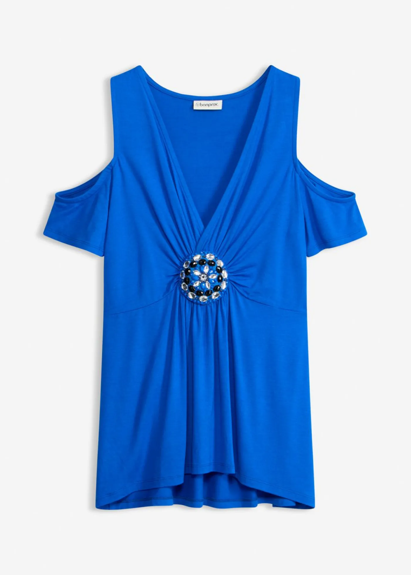 bonprix bonprix Camiseta de malla con hombros al descubierto Azul ártico New