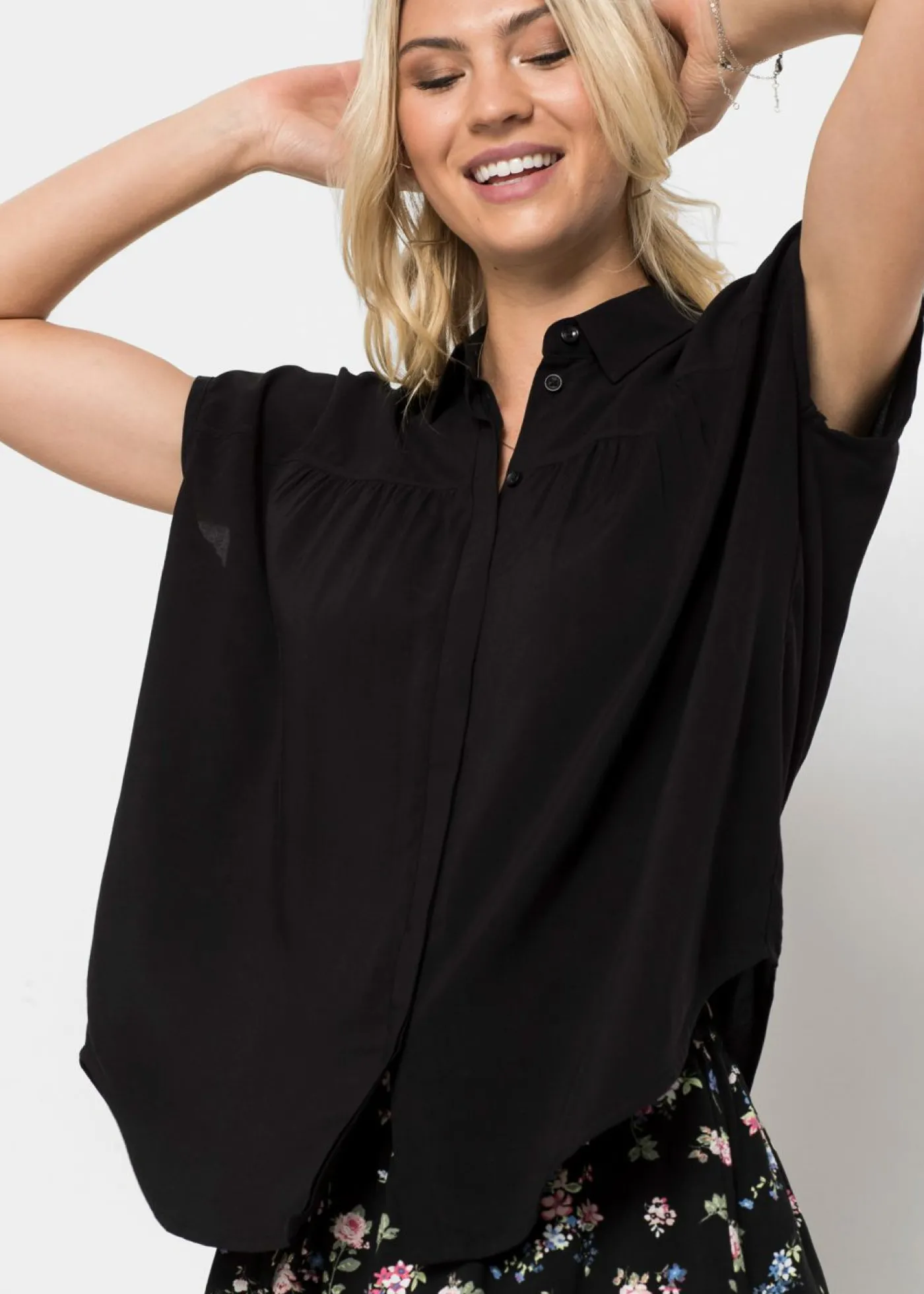 bonprix bonprix Camiseta de manga corta oversize Negro Sale