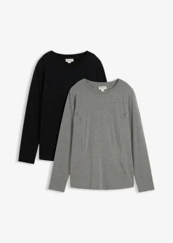 bonprix bonprix Camiseta de manga larga Negro-gris jaspeado Discount