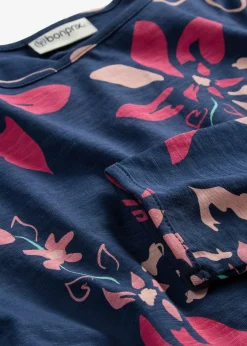 bonprix bonprix Camiseta de manga larga con estampado floral azul marino con flores Best