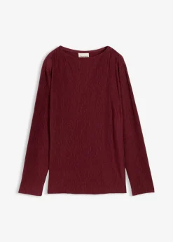 bonprix bonprix Camiseta de manga larga con efecto estructurado rojo avellana