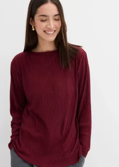bonprix bonprix Camiseta de manga larga con efecto estructurado rojo avellana