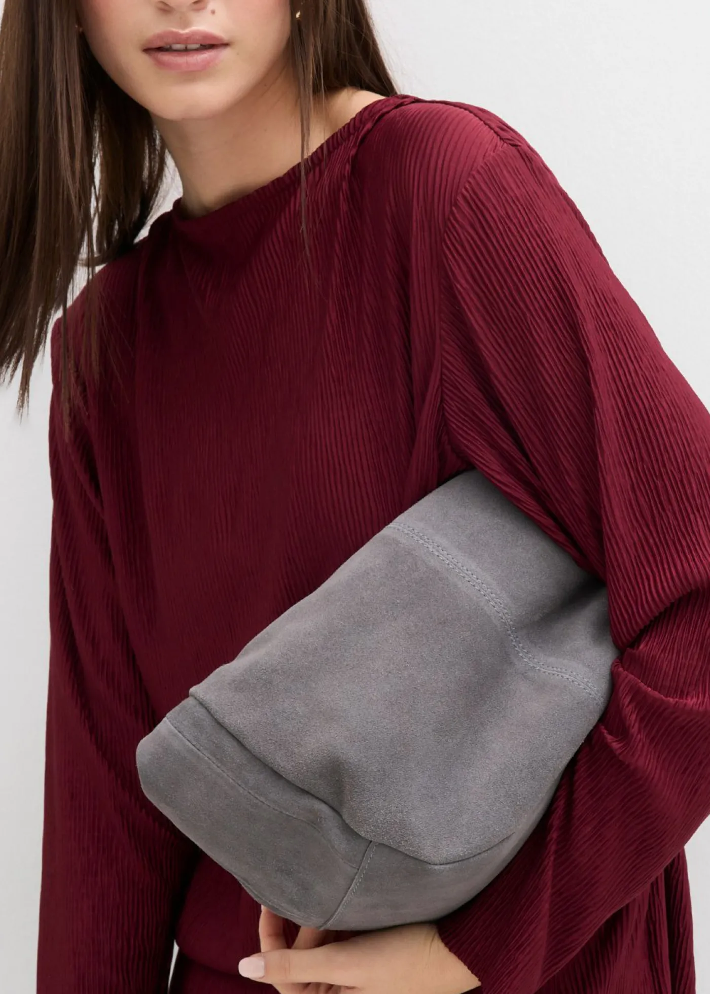 bonprix bonprix Camiseta de manga larga con efecto estructurado rojo avellana