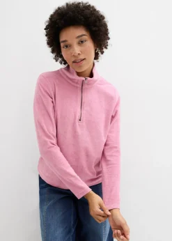 bonprix bonprix Camiseta de manga larga de felpa Malva Sale