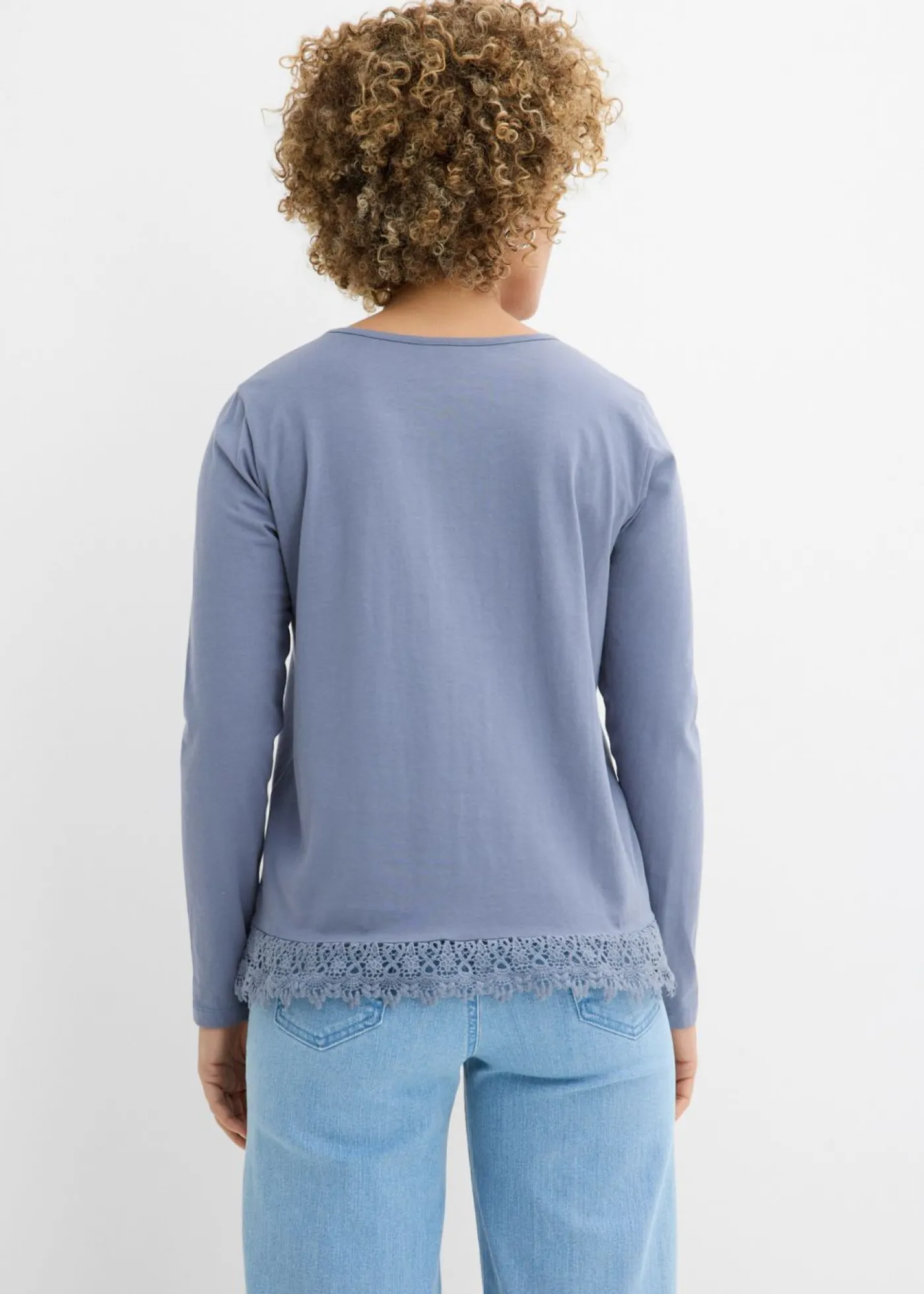 bonprix bonprix Camiseta de manga larga de algodón puro (2 unidades) azul ahumado-azul marino