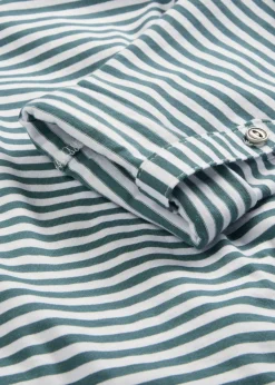 bonprix bonprix Camiseta de manga larga de algodón puro Verde-Blanco de rayas Discount