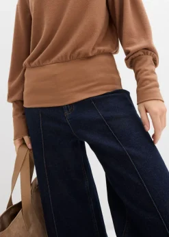 bonprix bonprix Camiseta de manga larga de suave mezcla de viscosa Marrón castaño Discount