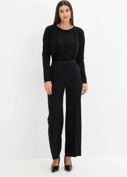 bonprix bonprix Camiseta de manga larga de malla brillante Negro-plata Hot