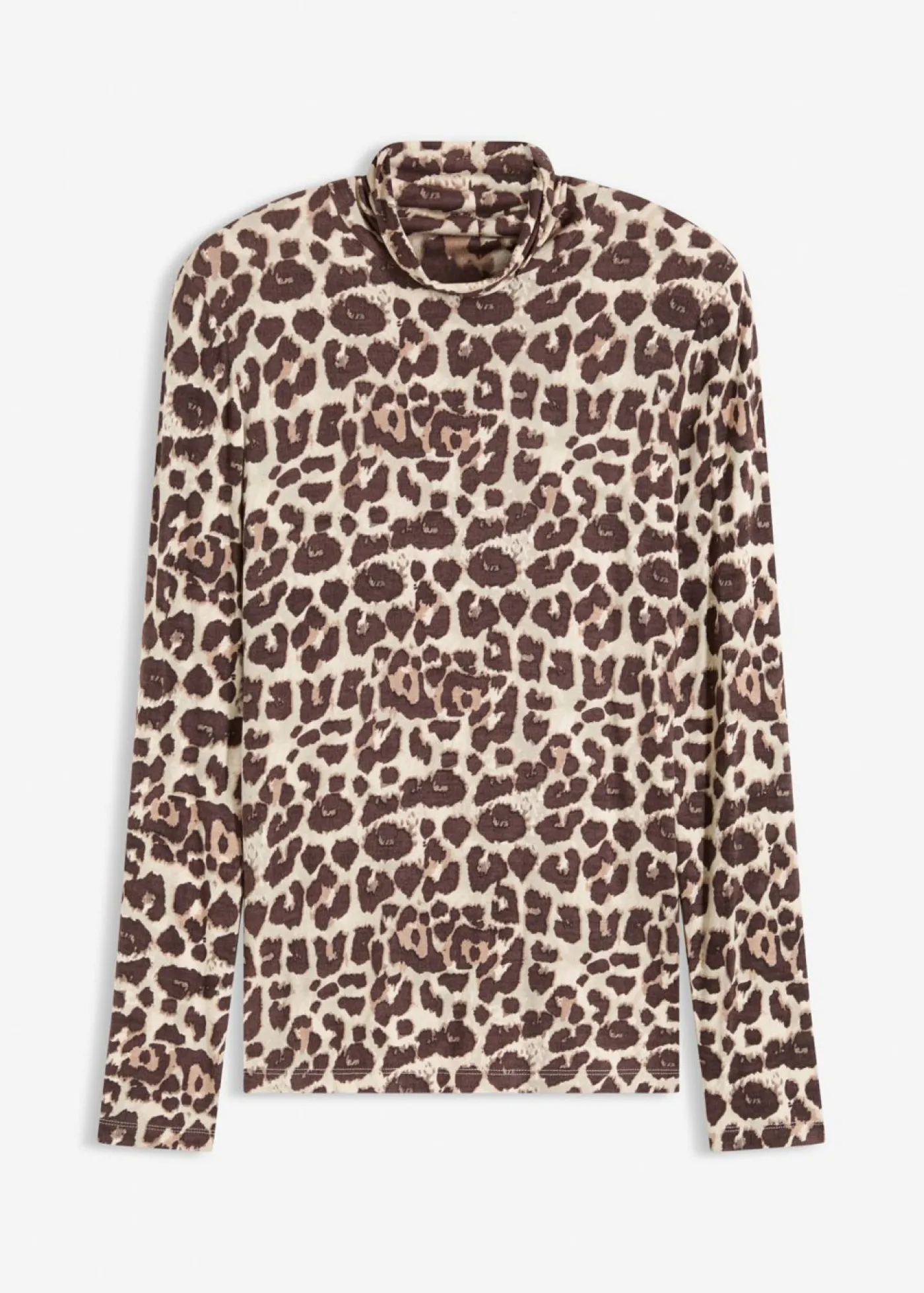 bonprix bonprix Camiseta de manga larga de suave mezcla de viscosa estampado leo marrón Outlet
