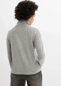 bonprix bonprix Camiseta de manga larga de felpa gris claro jaspeado moteado Sale