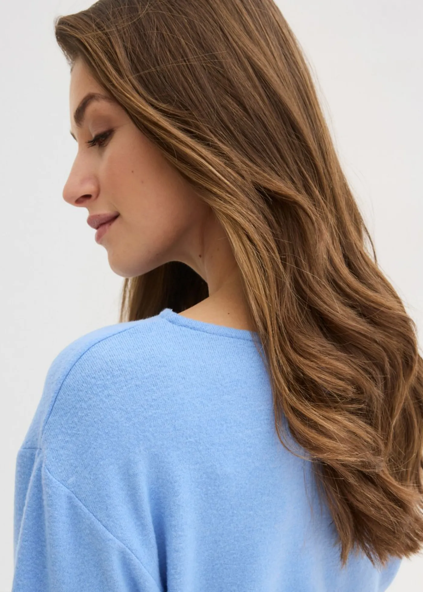 bonprix bonprix Camiseta de manga larga de suave mezcla de viscosa azul provenzal New
