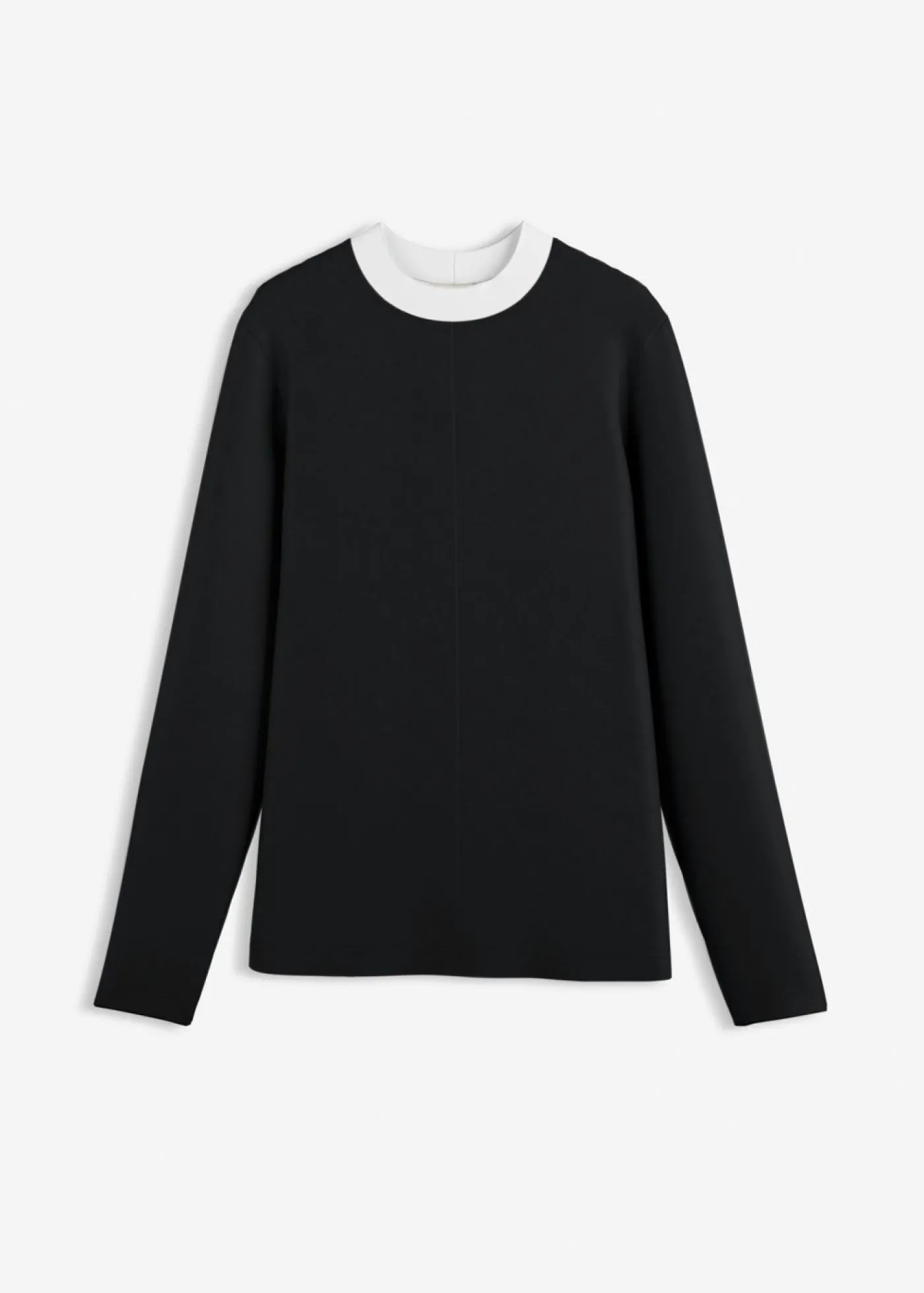 bonprix bonprix Camiseta de manga larga de mezcla de viscosa con cuello alto Negro-blanco Discount