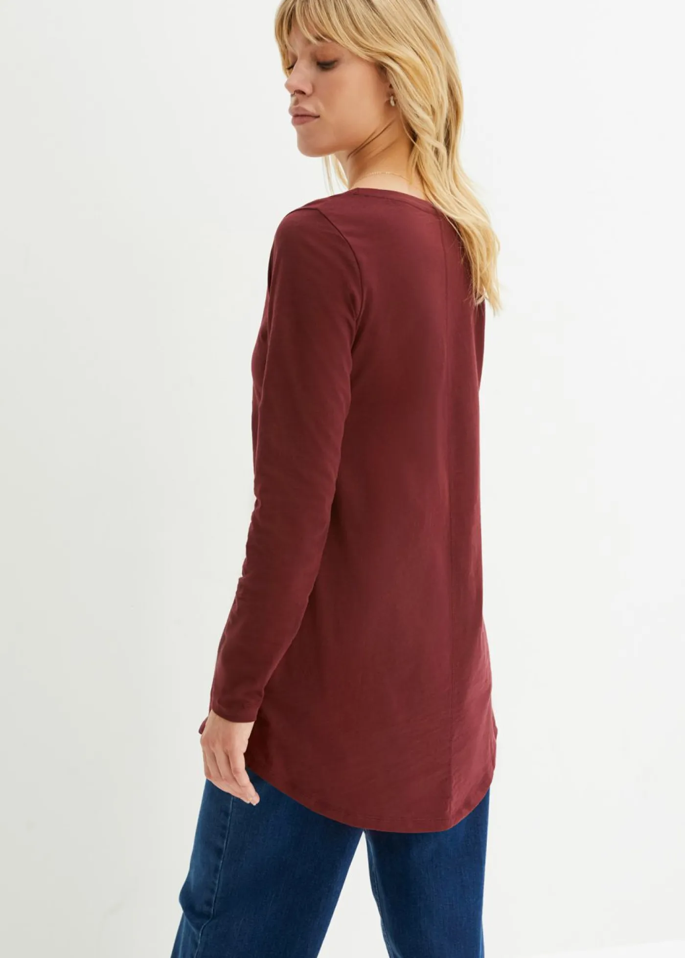 bonprix bonprix Camiseta de manga larga de algodón puro rojo avellana Online