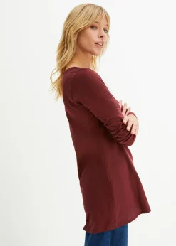bonprix bonprix Camiseta de manga larga de algodón puro rojo avellana Online