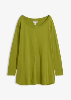 bonprix bonprix Camiseta de manga larga de mezcla de viscosa y algodón musgo Online