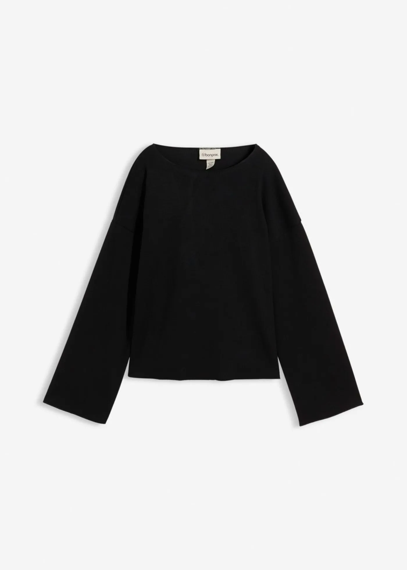 bonprix bonprix Camiseta de manga larga de canalé Negro New