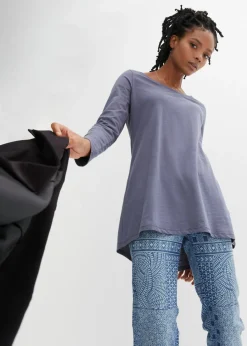 bonprix bonprix Camiseta de manga larga de algodón puro índigo Discount