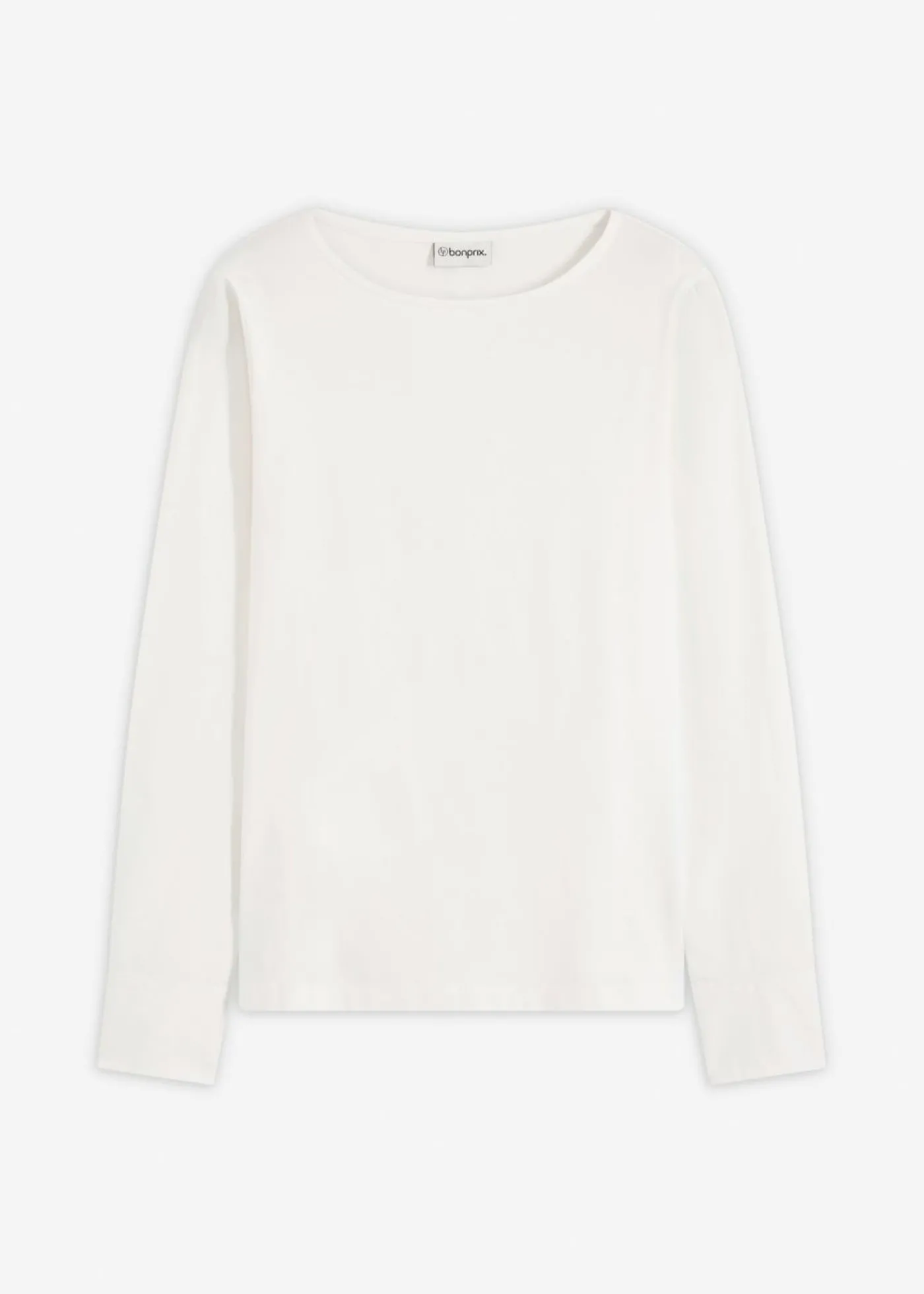 bonprix bonprix Camiseta de manga larga de algodón con mangas de popelín Blanco lana